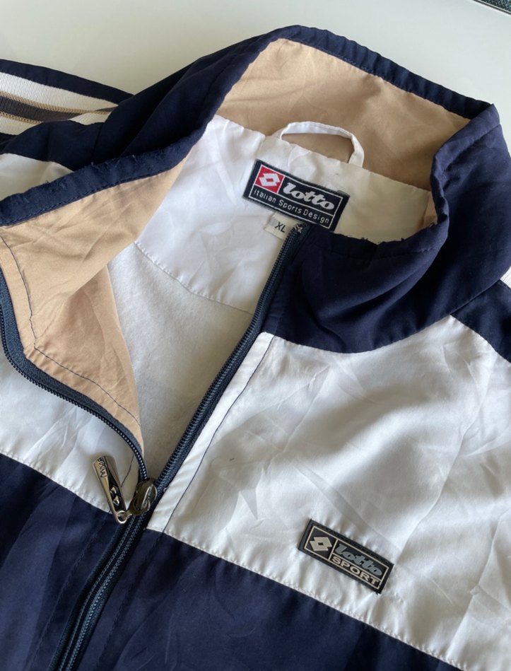 Lotto Vintage 90s Retro Unisex Bej Ceket/Yağmurluk - Görsel 2