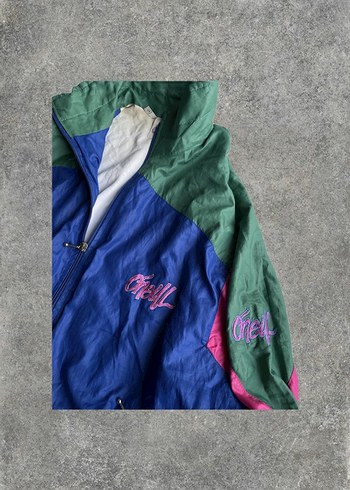 Vintage 90s Retro Renkli Oversize Ceket/Yağmurluk - Görsel 2