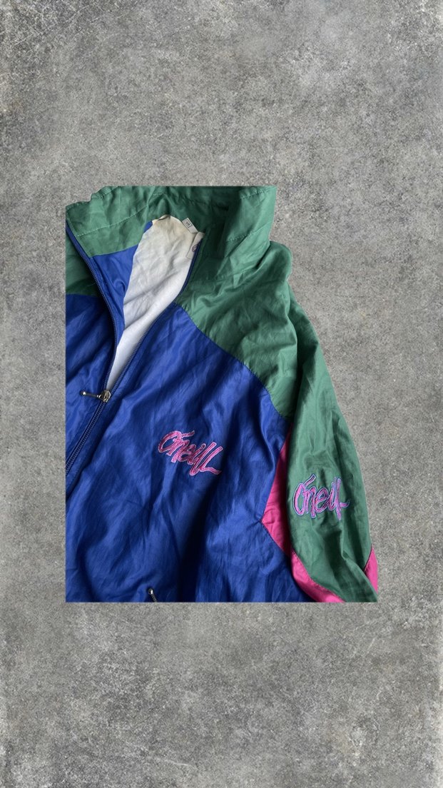 Vintage 90s Retro Renkli Oversize Ceket/Yağmurluk - Görsel 2