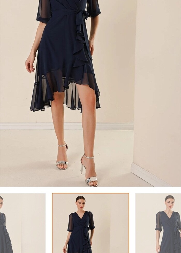 Saygı lacivert elbise - Görsel 5