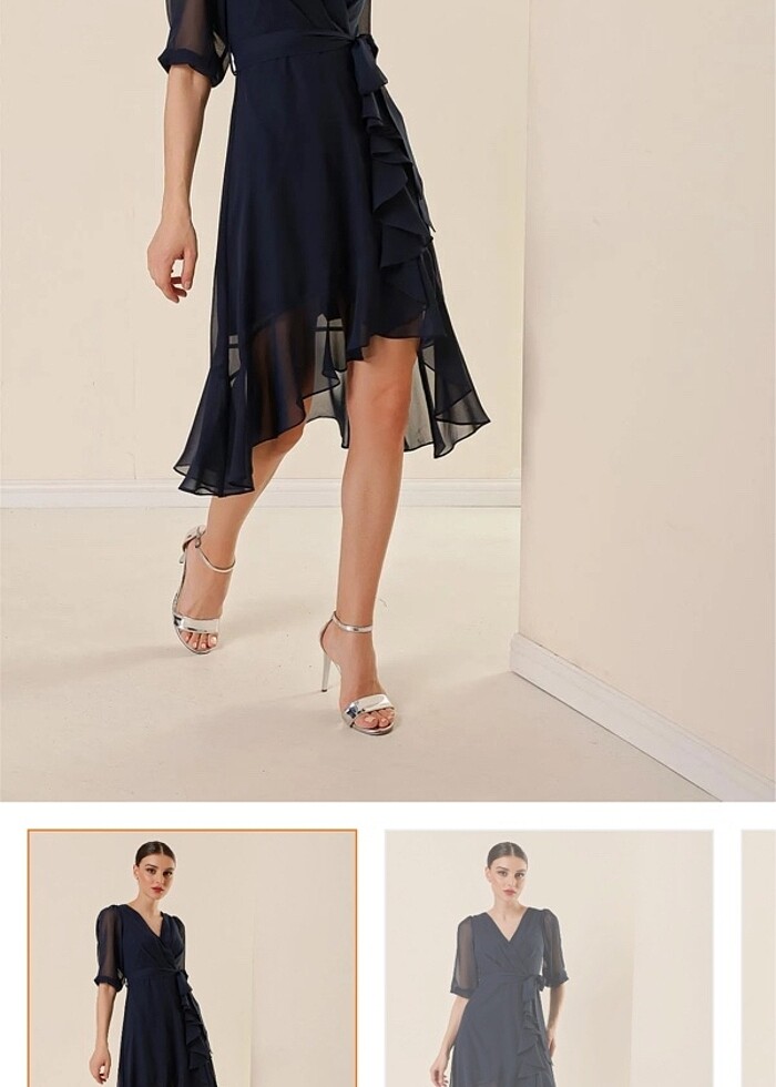 Saygı lacivert elbise - Görsel 2