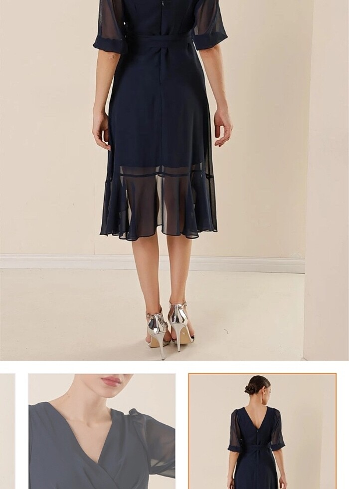 Saygı lacivert elbise - Görsel 3