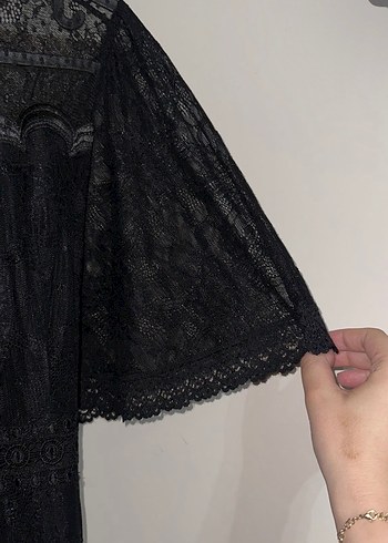 Dantel Detaylı Siyah Midi Goth Etek - Görsel 3