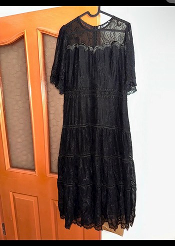 Dantel Detaylı Siyah Midi Goth Etek - Görsel 2