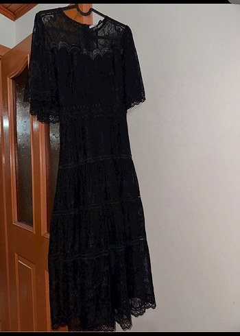 Dantel Detaylı Siyah Midi Goth Etek - Görsel 4