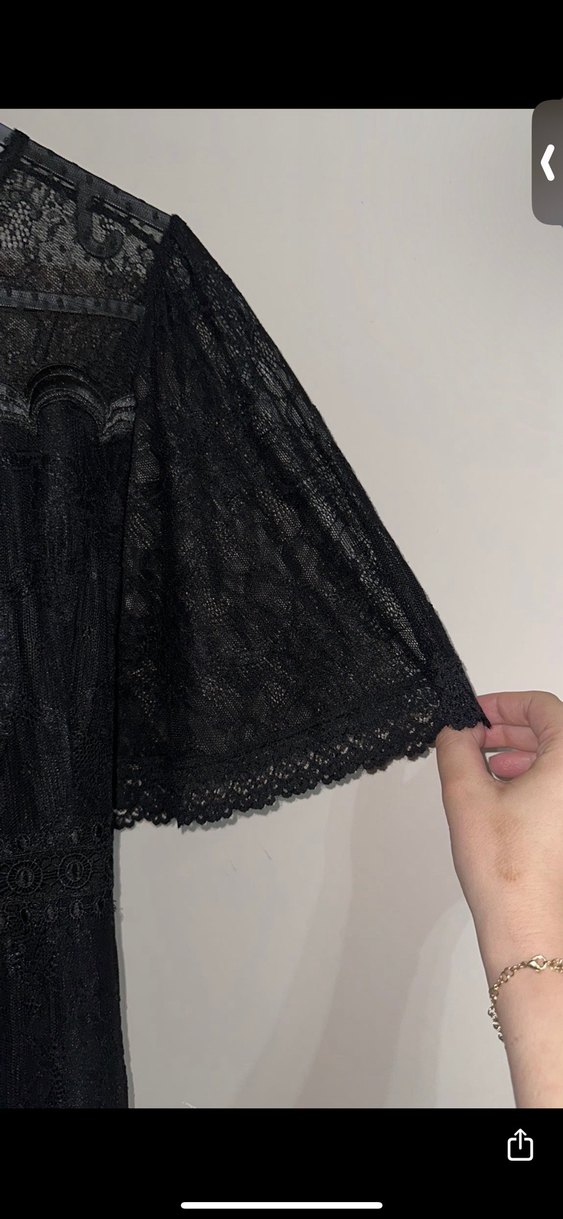 Dantel Detaylı Siyah Midi Goth Etek - Görsel 3