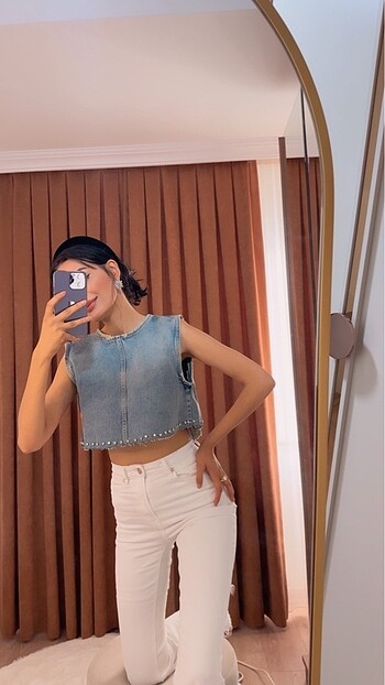 s Beden Zara denim crop