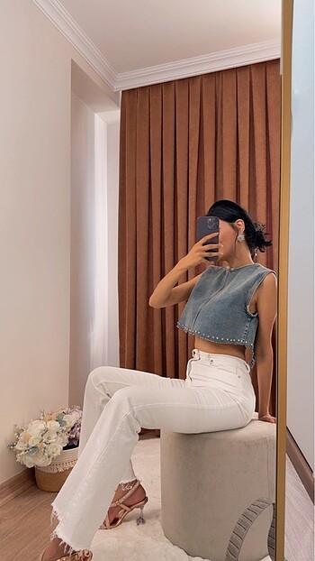 m Beden Zara denim crop