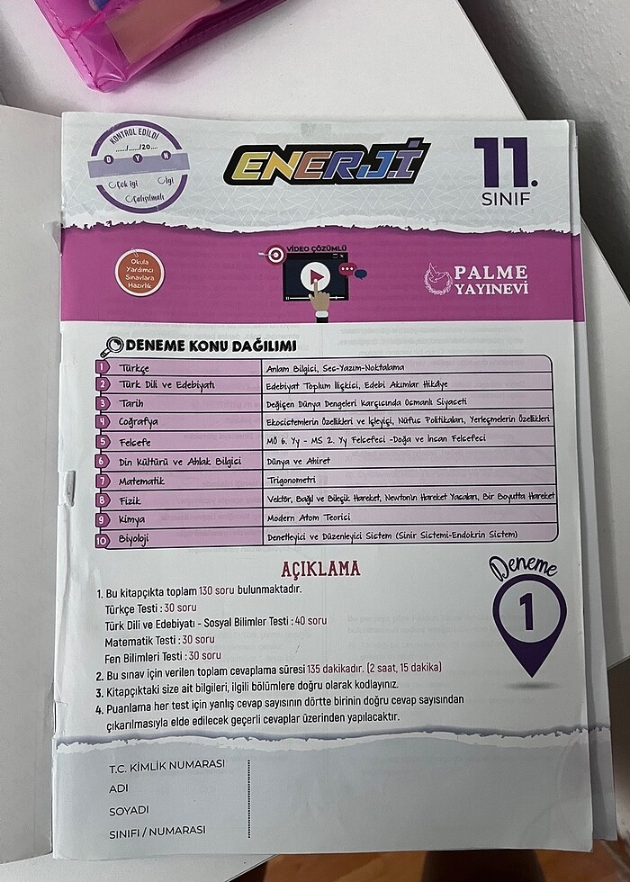 PALMD YAYINLARI 11.sınıf denemesi - Görsel 3