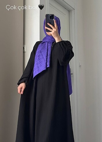 Pamuklu Gofre Kumaş Siyah Elbise Ferace Lemaye