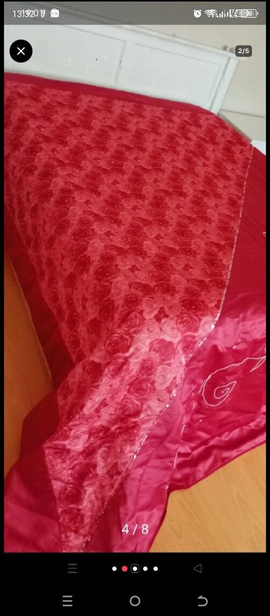 İşlemeli Parlak Pembe Yatak Örtüsü - Görsel 3