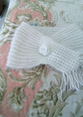 Diger simli beyaz Örgü Kadın Atkı - Görsel 7