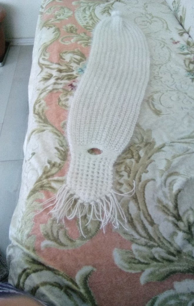 Diger simli beyaz Örgü Kadın Atkı - Görsel 2