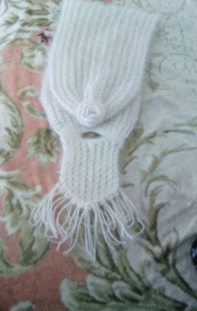 Diger simli beyaz Örgü Kadın Atkı - Görsel 3