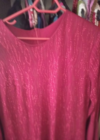 Simli kırmızı esnek kumaş abiye - Görsel 7