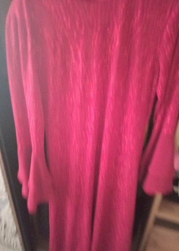 Simli kırmızı esnek kumaş abiye - Görsel 8