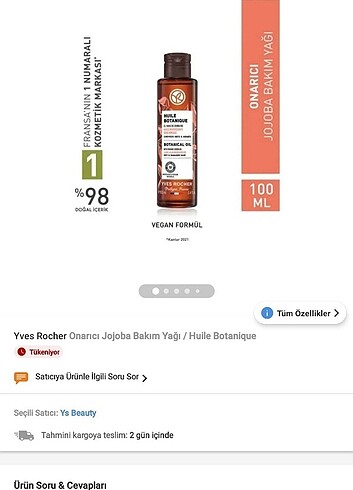  Beden YVES ROCHER SAÇ BAKIM YAĞI