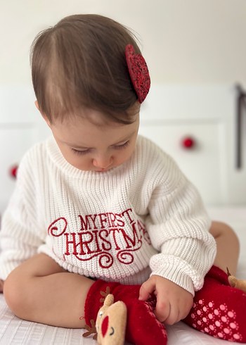 Kırık beyaz Yılbaşı unisex bebek romper - Görsel 6