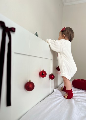 Kırık beyaz Yılbaşı unisex bebek romper - Görsel 5