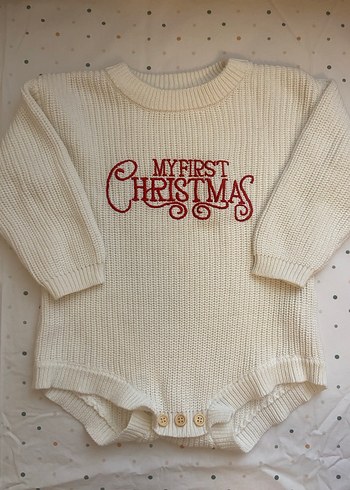 Kırık beyaz Yılbaşı unisex bebek romper - Görsel 2