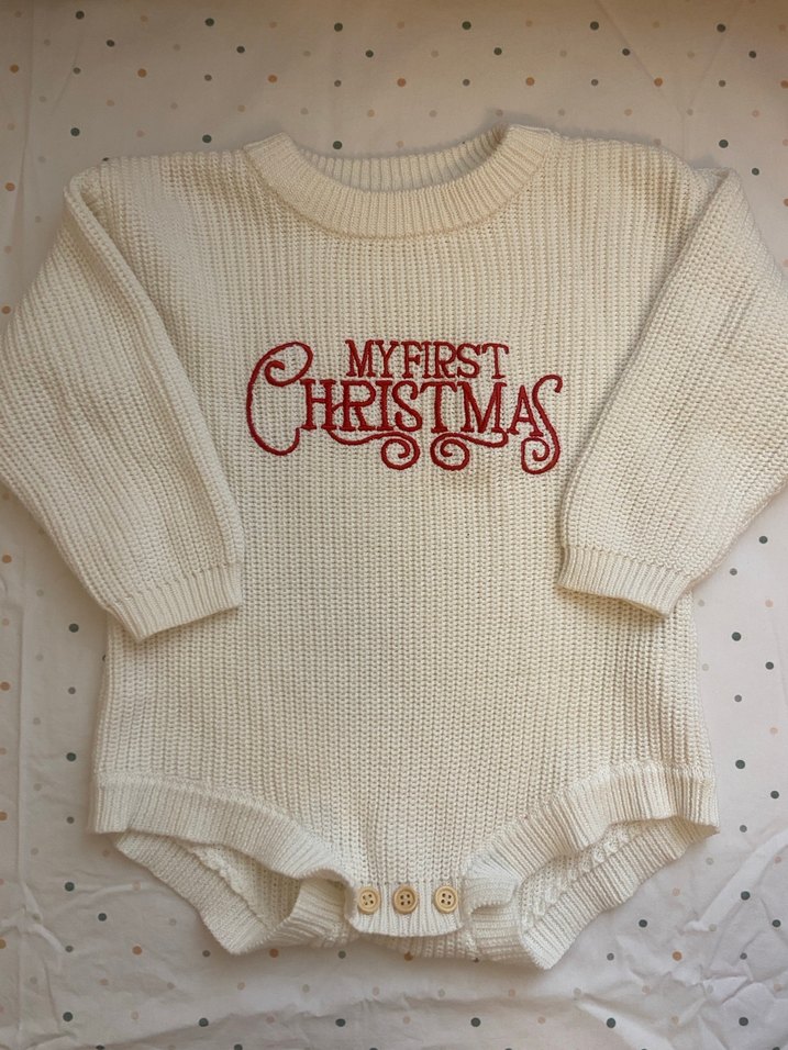 Kırık beyaz Yılbaşı unisex bebek romper - Görsel 2