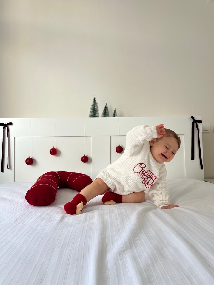 Kırık beyaz Yılbaşı unisex bebek romper - Görsel 3