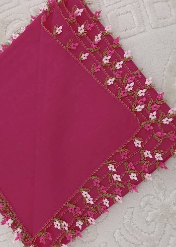 Dantel Detaylı Pembe Kadın Fular