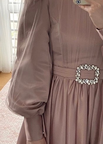Abiye Pileli hafif kabarık abiye elbise