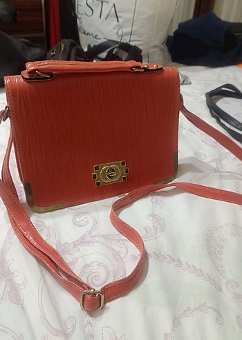 turuncu Vintage Deri Kadın Çanta - Görsel 2