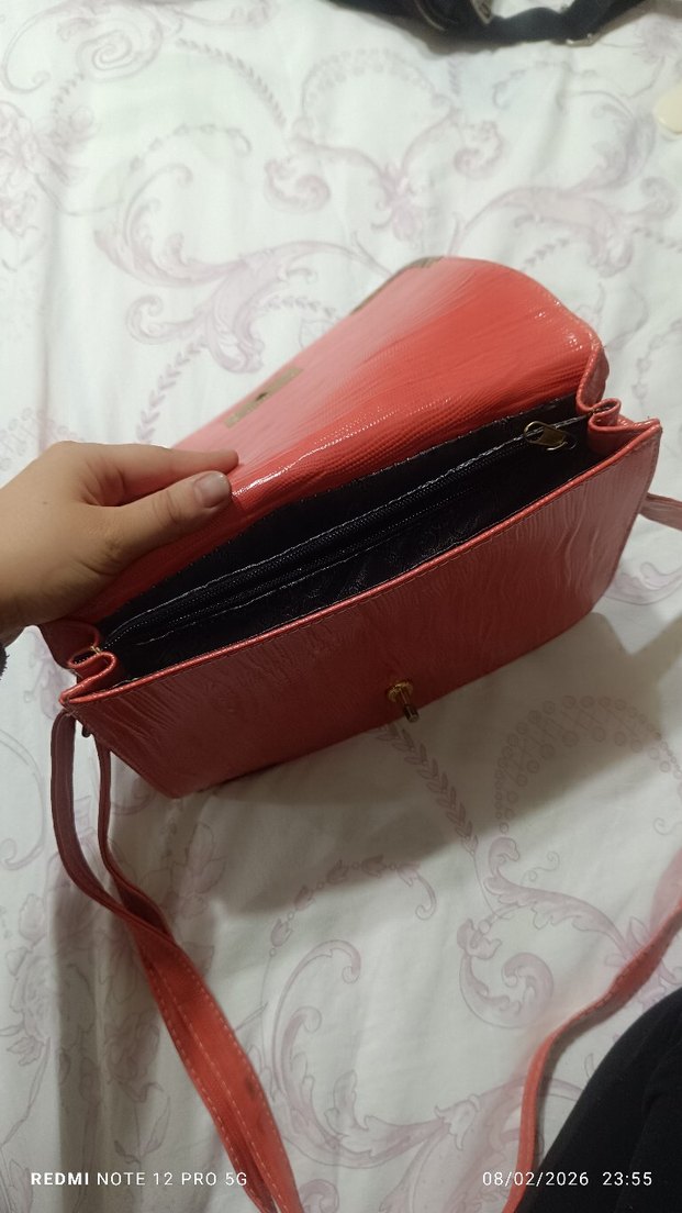 turuncu Vintage Deri Kadın Çanta - Görsel 3