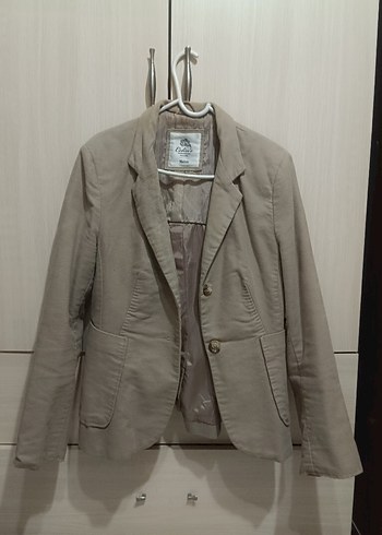 Bej Kadın Keten Blazer Ceket - Görsel 2