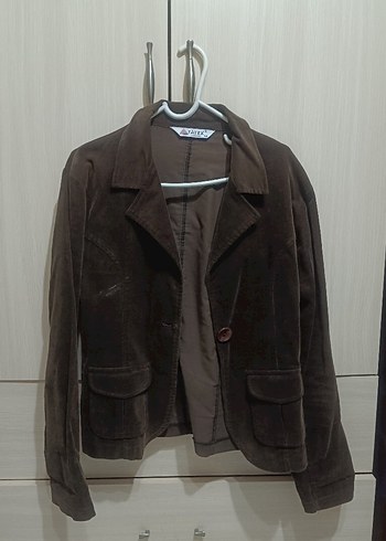 Kahverengi kadife Kadın Blazer Ceket - Görsel 2