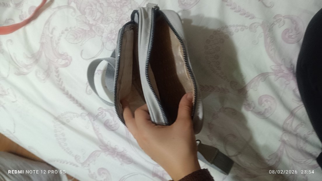 Gri Kadın Çapraz Çanta Fermuarlı - Görsel 3