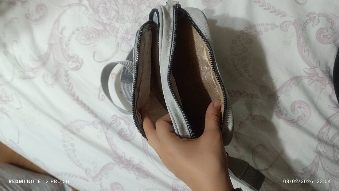 Gri Kadın Çapraz Çanta Fermuarlı - Görsel 4