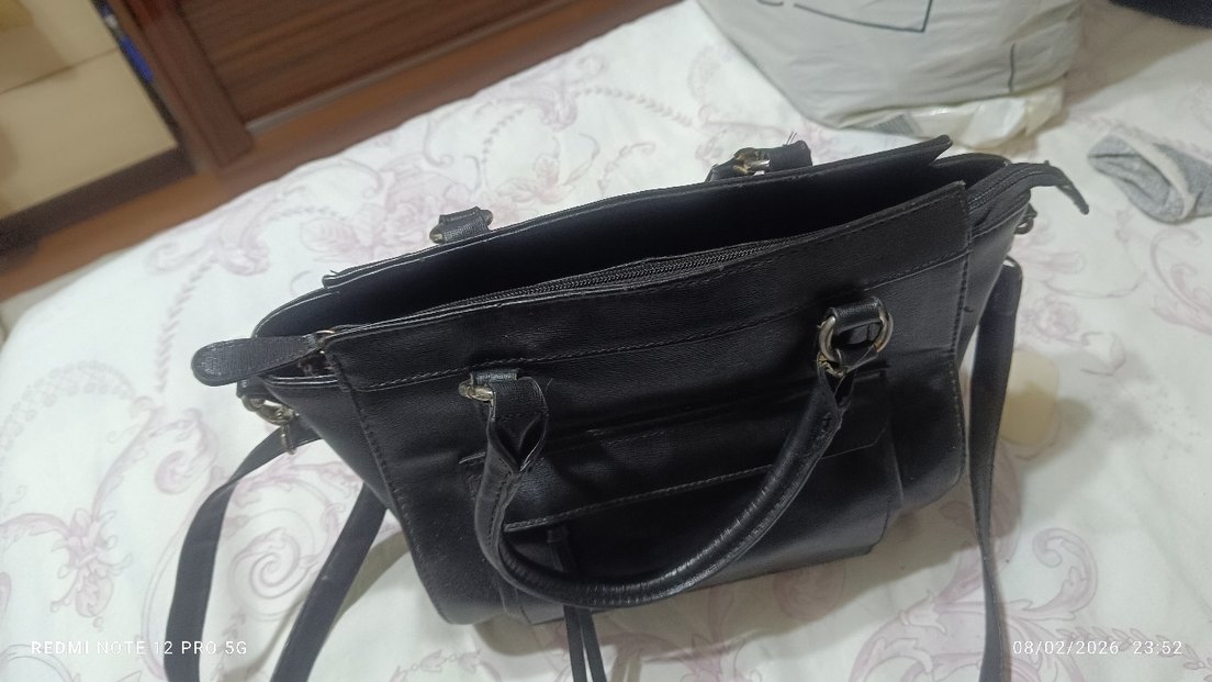 Siyah Minimalist Deri Kadın Çanta - Görsel 3