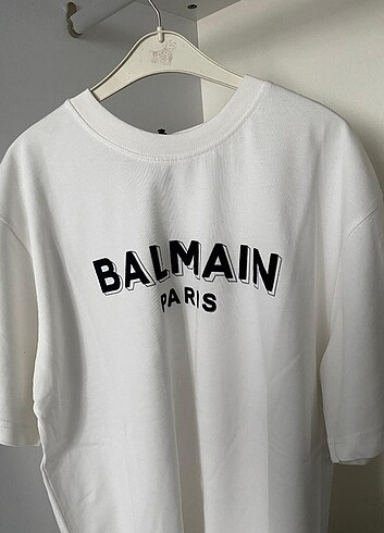 Balmain Paris Siyah Detaylı Beyaz T-shirt