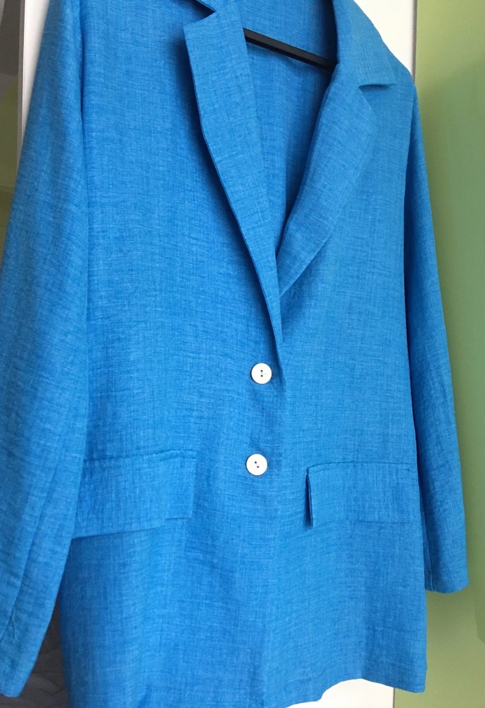 Mavi Keten Kadın Blazer Ceket - Görsel 3