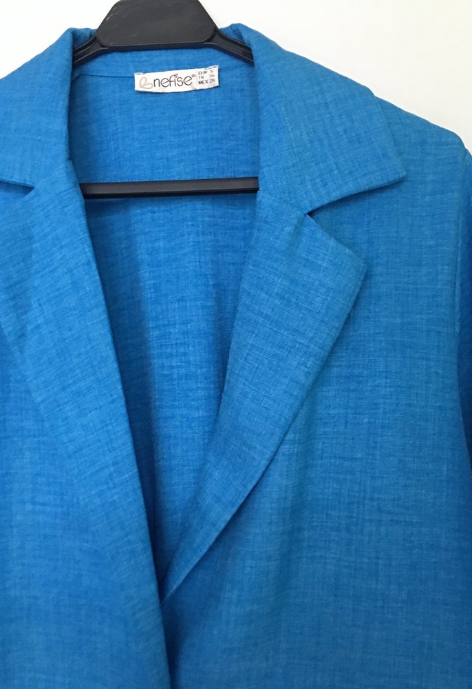 Mavi Keten Kadın Blazer Ceket - Görsel 2
