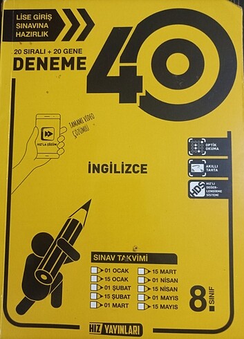 8. Sınıf Hız Yayınları LGS İngilizce Deneme Kitabı.