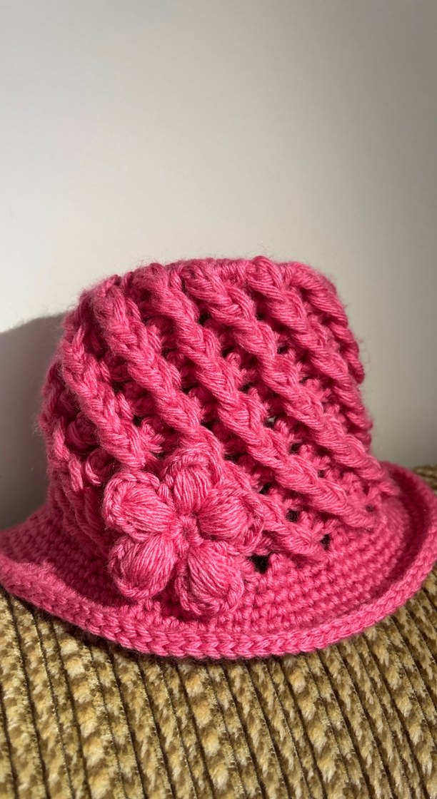Pembe Örgü Kız Çocuk Şapka - Görsel 3