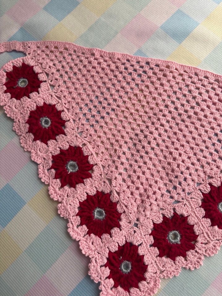 Pembe Örgü Kadın Bandana - Görsel 2