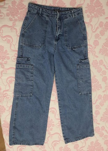 diğer Beden Kadın Mavi Loose Fit Midi Denim Jean
