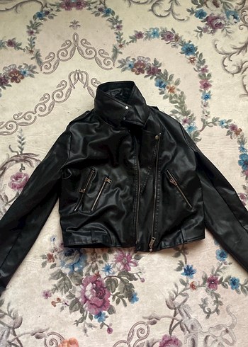 Siyah Kadın Deri Biker Ceket