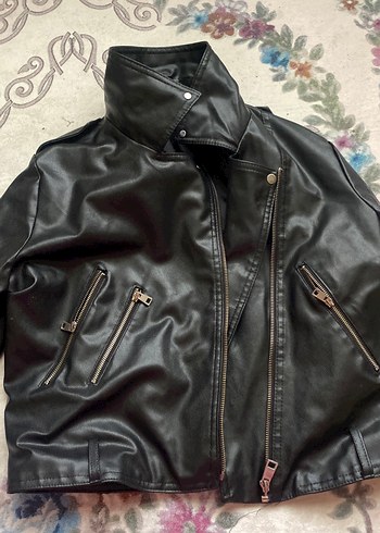 Diğer Siyah Kadın Deri Biker Ceket