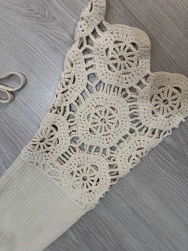 Krem renk zara crop bluz - Görsel 4