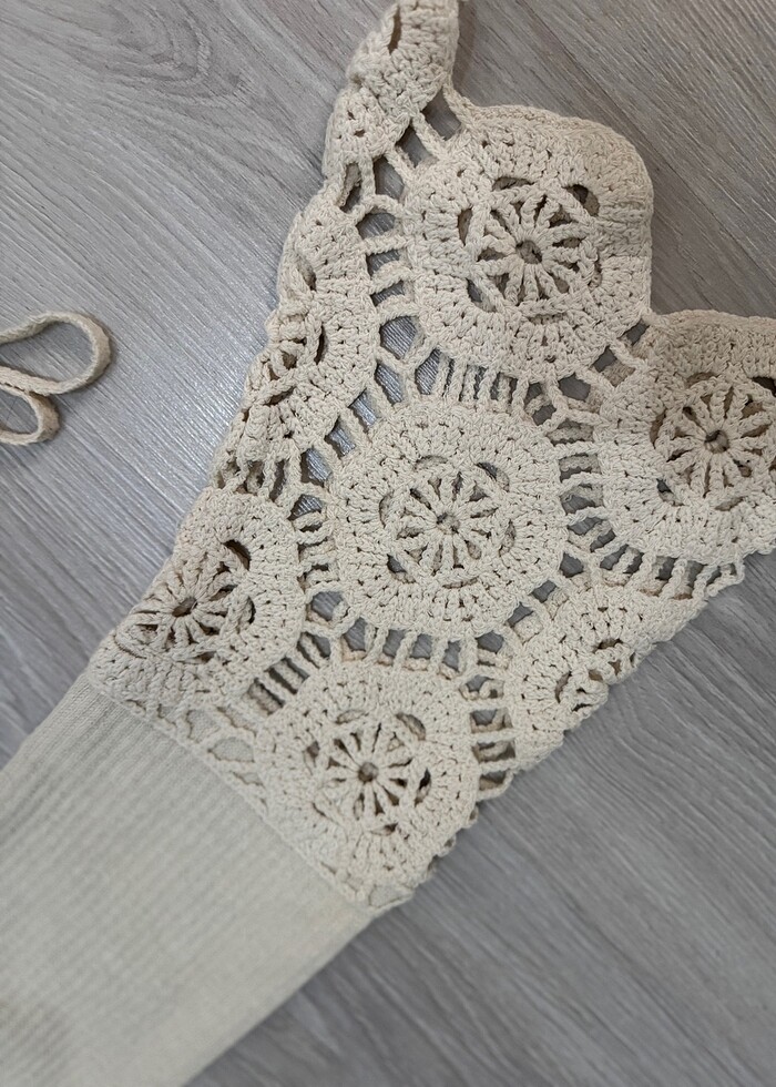 Krem renk zara crop bluz - Görsel 4