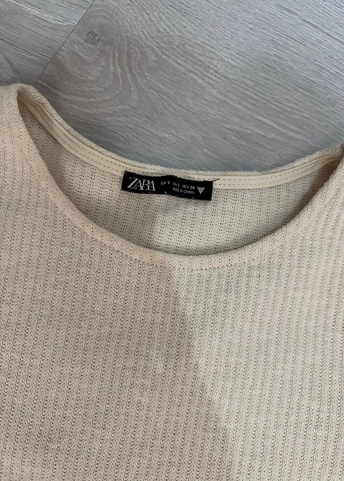 Krem renk zara crop bluz - Görsel 3