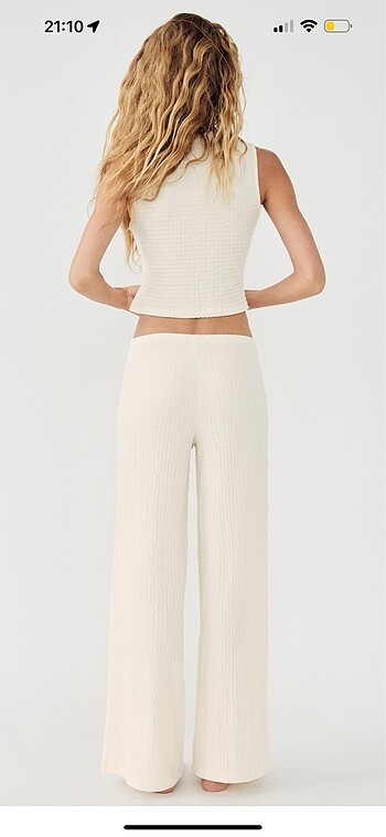 Zara krem renk dokulu takım - Görsel 3