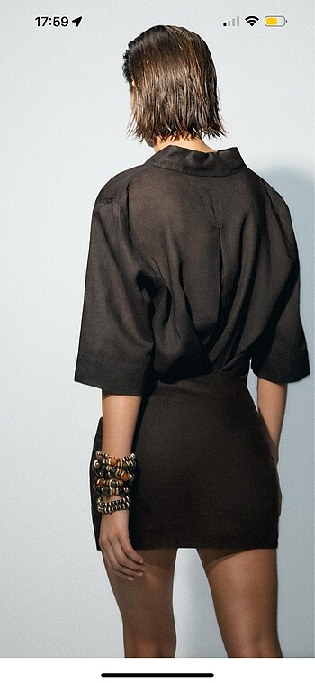 Zara kahverengi keten takım - Görsel 4