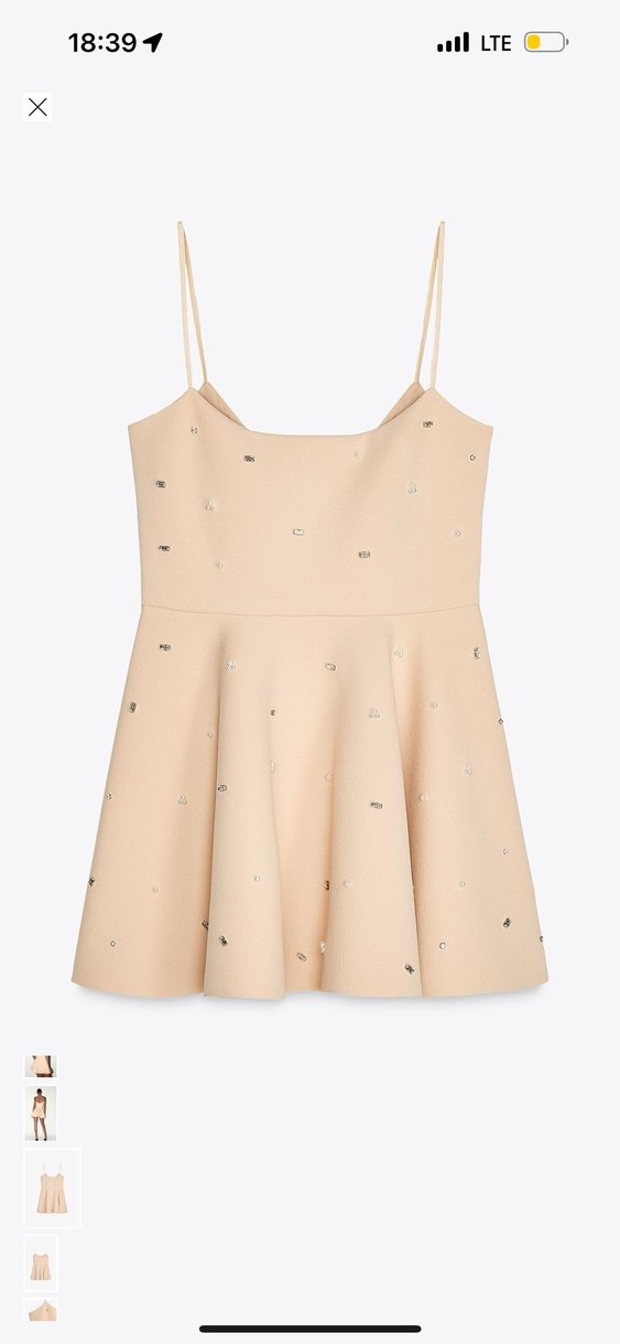 Zara taşlı hacimli Askılı Elbise - Görsel 5